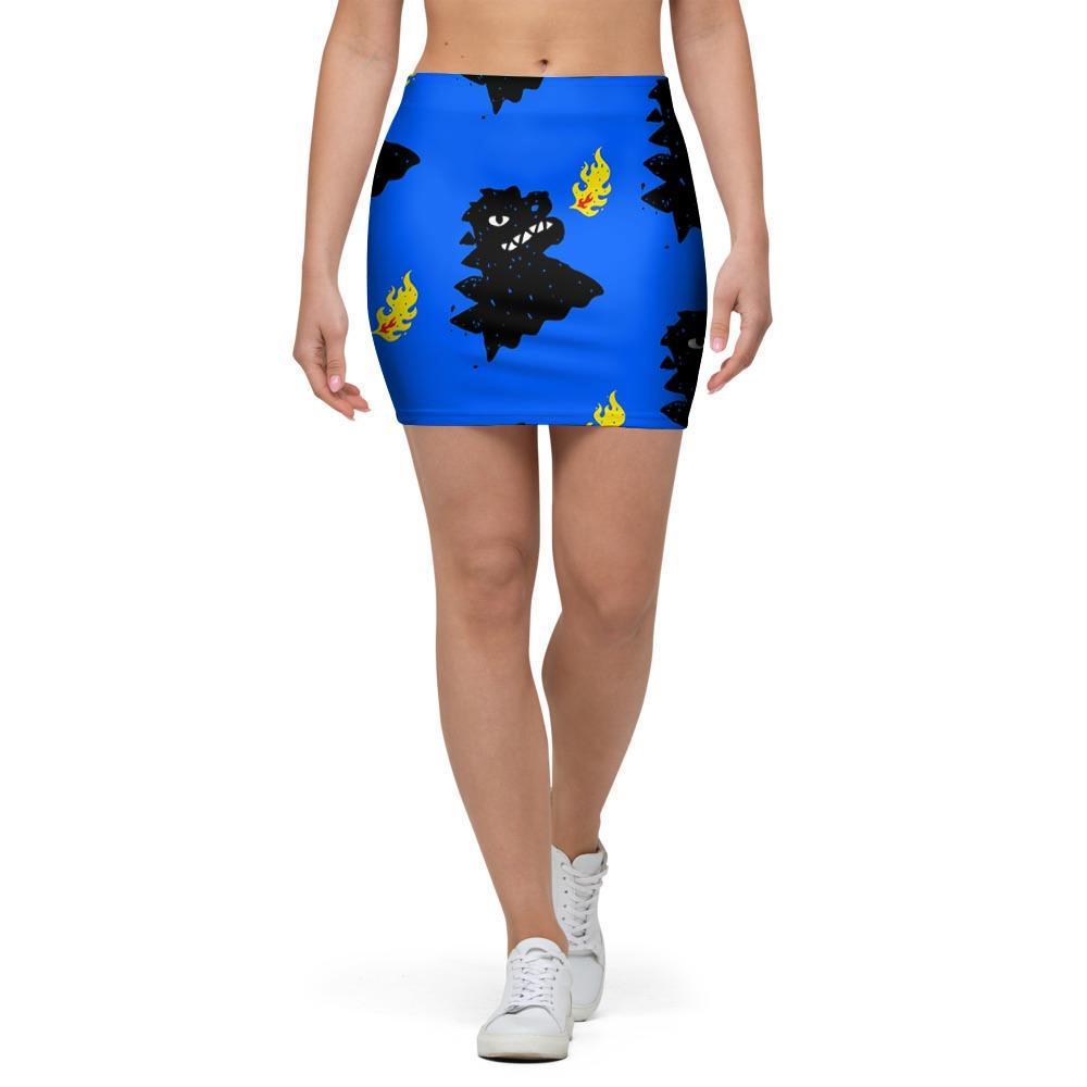 Godzilla Japanese Pattern Print Mini Skirt-grizzshop