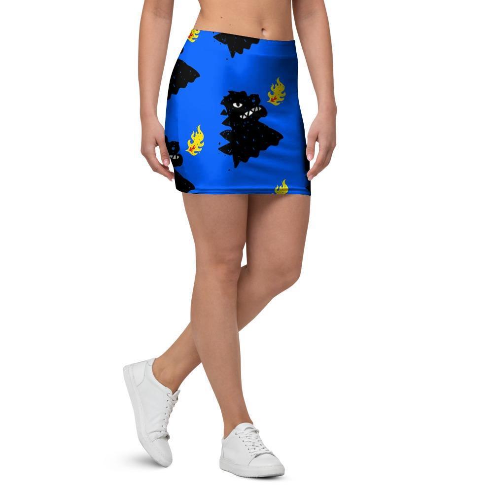 Godzilla Japanese Pattern Print Mini Skirt-grizzshop