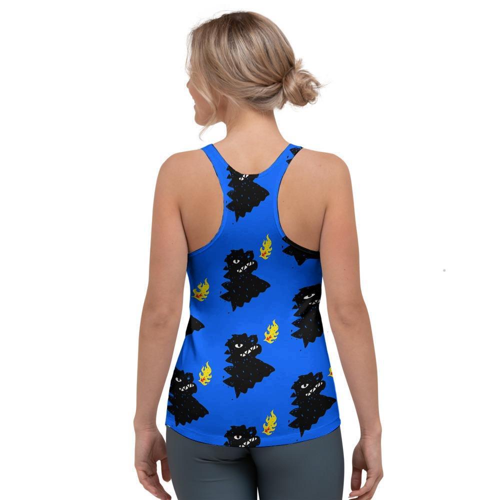 Godzilla Japanese Pattern Print Women's Racerback Tank Top-grizzshop