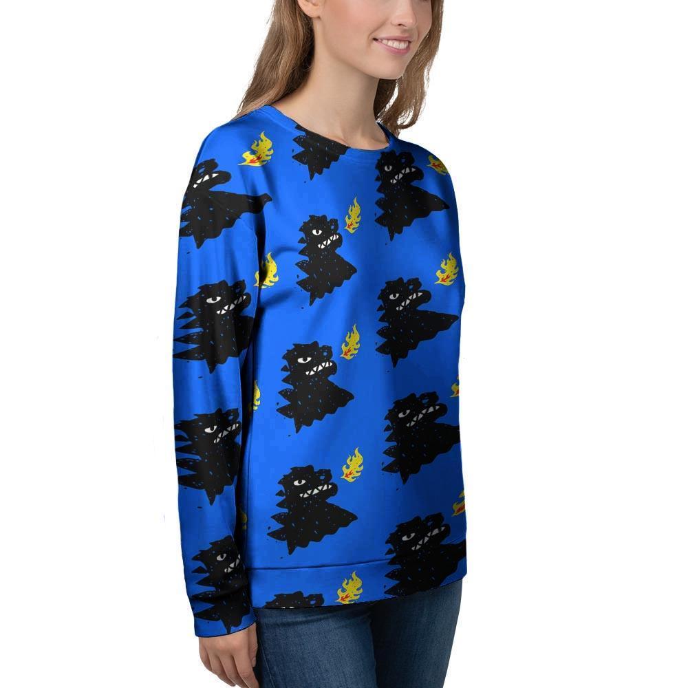 Godzilla Japanese Pattern Print Women's Sweatshirt-grizzshop