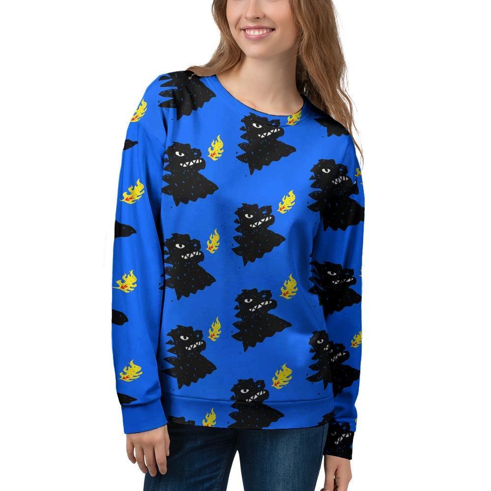 Godzilla Japanese Pattern Print Women's Sweatshirt-grizzshop