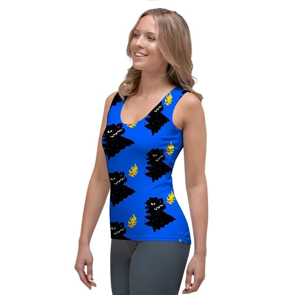 Godzilla Japanese Pattern Print Women's Tank Top-grizzshop