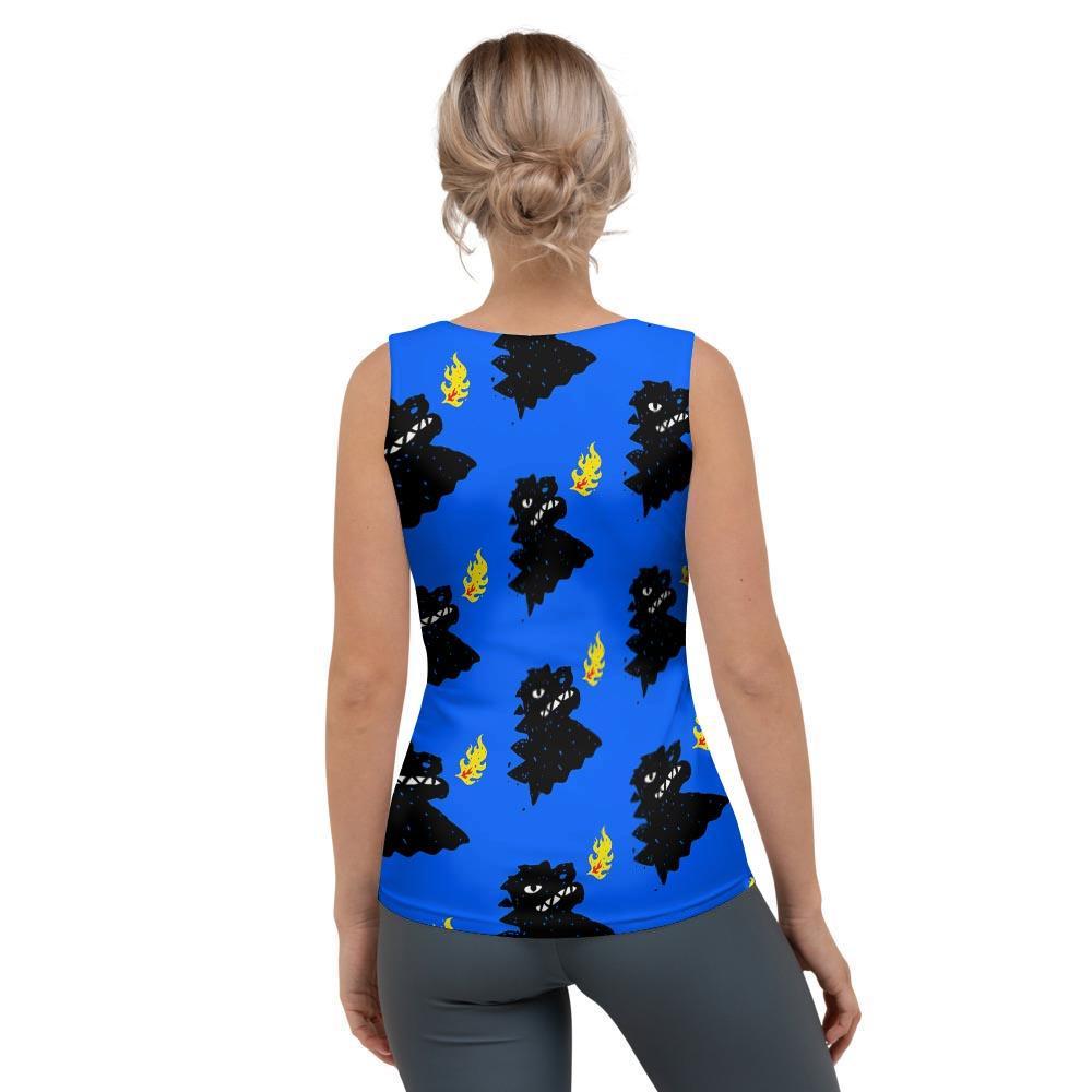 Godzilla Japanese Pattern Print Women's Tank Top-grizzshop