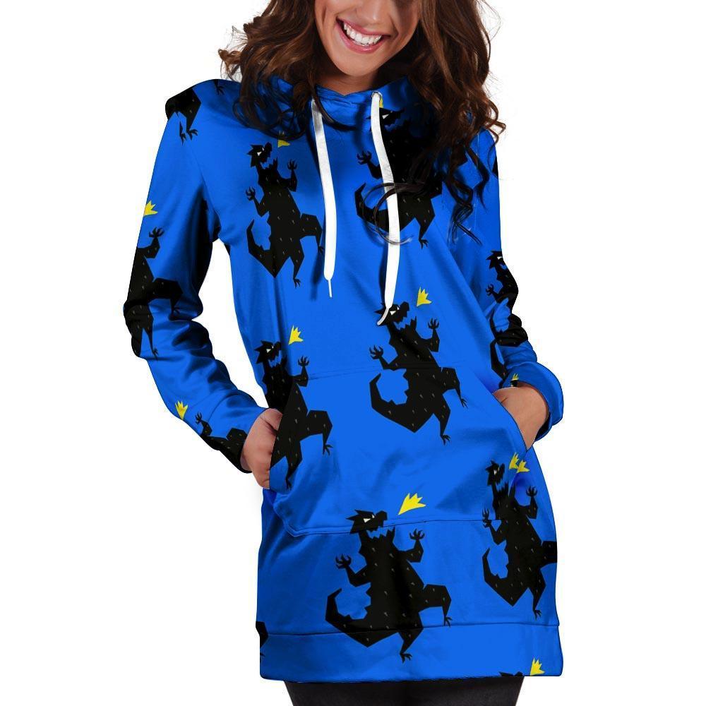 Godzilla Print Hoodie Dress-grizzshop