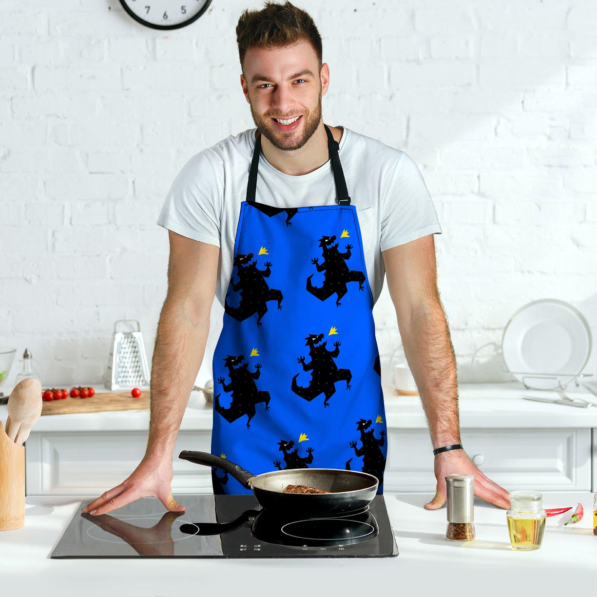 Godzilla Print Men's Apron-grizzshop