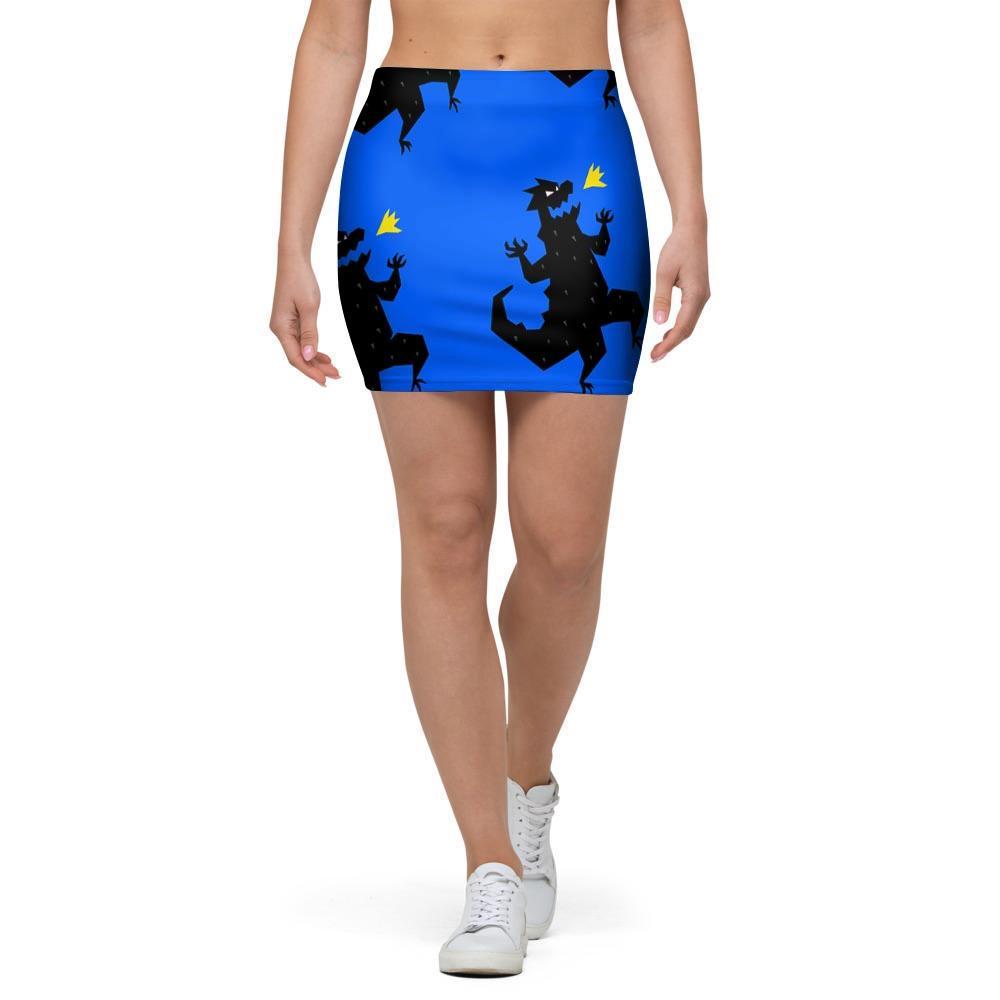 Godzilla Print Mini Skirt-grizzshop