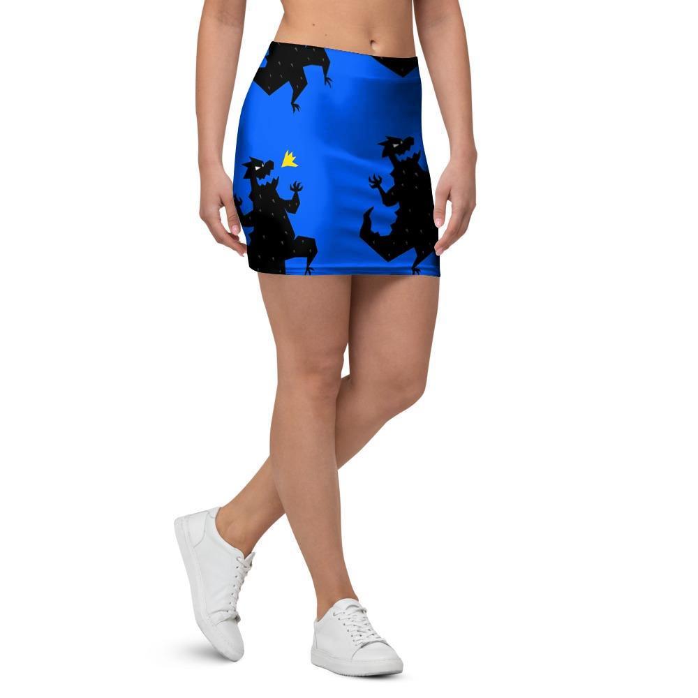 Godzilla Print Mini Skirt-grizzshop