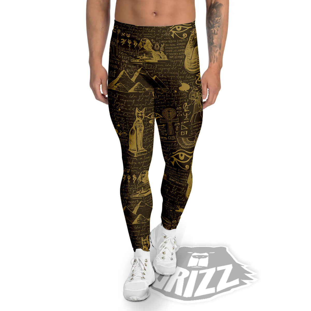 Gold Ancient Egypt Print Pattern Men's Leggings-grizzshop