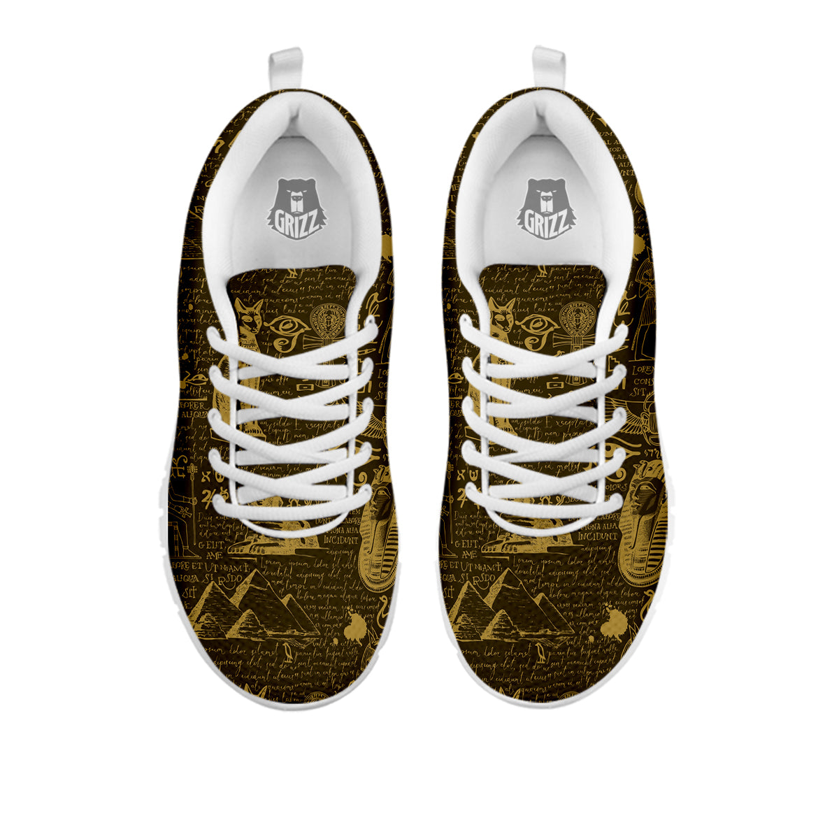 Gold Ancient Egypt Print Pattern White Sneaker-grizzshop