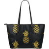 Gold Black Pineapple Purse Print Leather Tote Bag-grizzshop