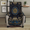 Gold Blue Paisley Bandana Print Armchair Protector-grizzshop