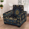 Gold Blue Paisley Bandana Print Armchair Slipcover-grizzshop