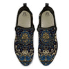 Gold Blue Paisley Bandana Print Black Athletic Shoes-grizzshop