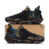 Gold Blue Paisley Bandana Print Black Gym Shoes-grizzshop