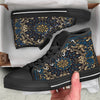 Gold Blue Paisley Bandana Print Black High Top Shoes-grizzshop