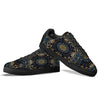 Gold Blue Paisley Bandana Print Black Low Top Sneakers-grizzshop