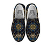 Gold Blue Paisley Bandana Print Black Slip On Shoes-grizzshop