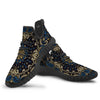 Gold Blue Paisley Bandana Print Black Walking Shoes-grizzshop