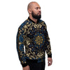 Gold Blue Paisley Bandana Print Men's Bomber Jacket-grizzshop