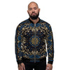 Gold Blue Paisley Bandana Print Men's Bomber Jacket-grizzshop