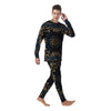 Gold Blue Paisley Bandana Print Men's Pajamas-grizzshop