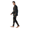 Gold Blue Paisley Bandana Print Men's Pajamas-grizzshop