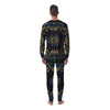 Gold Blue Paisley Bandana Print Men's Pajamas-grizzshop