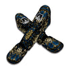 Gold Blue Paisley Bandana Print Muay Thai Shin Guards-grizzshop