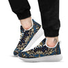 Gold Blue Paisley Bandana Print White Athletic Shoes-grizzshop