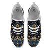 Gold Blue Paisley Bandana Print White Athletic Shoes-grizzshop