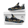 Gold Blue Paisley Bandana Print White Athletic Shoes-grizzshop