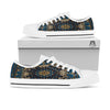 Gold Blue Paisley Bandana Print White Low Top Shoes-grizzshop