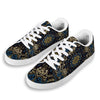 Gold Blue Paisley Bandana Print White Low Top Sneakers-grizzshop