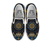 Gold Blue Paisley Bandana Print White Slip On Shoes-grizzshop