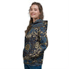 Gold Blue Paisley Bandana Print Women's Hoodie-grizzshop