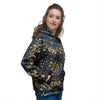 Gold Blue Paisley Bandana Print Women's Hoodie-grizzshop