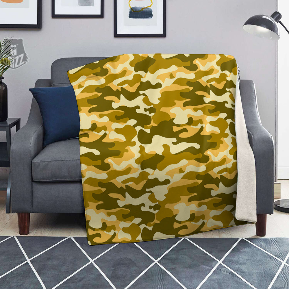 Gold Camo And Camouflage Print Blanket-grizzshop