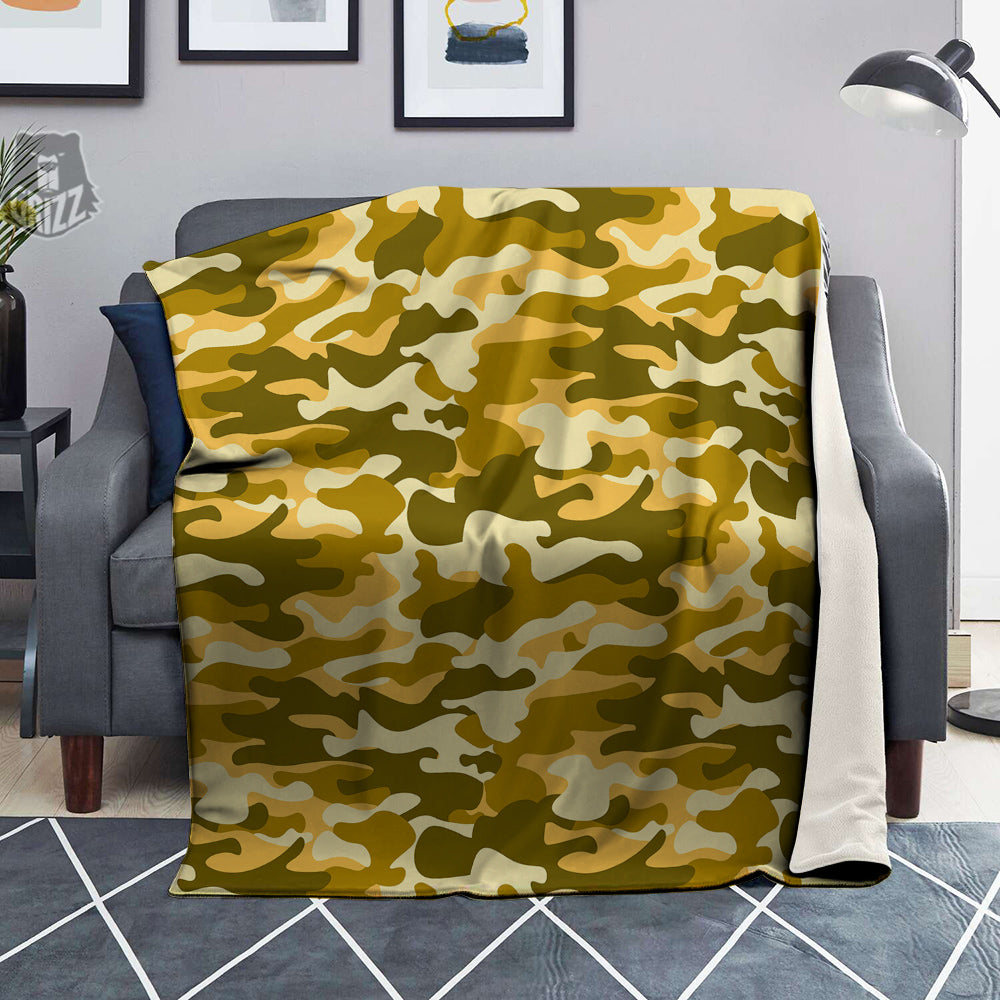 Gold Camo And Camouflage Print Blanket-grizzshop