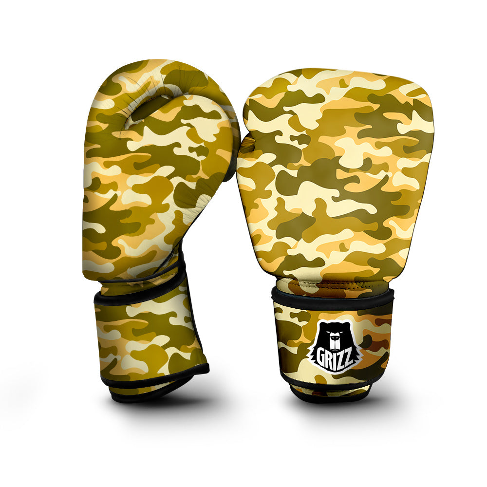 Gold Camo And Camouflage Print Boxing Gloves-grizzshop