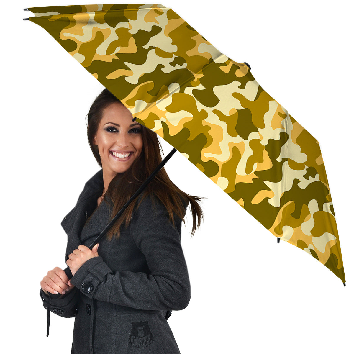 Gold Camo And Camouflage Print Umbrella-grizzshop