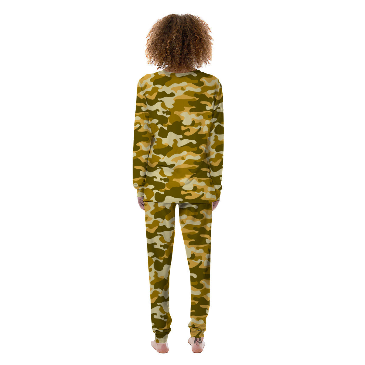 Gold Camo And Camouflage Print Women's Pajamas-grizzshop