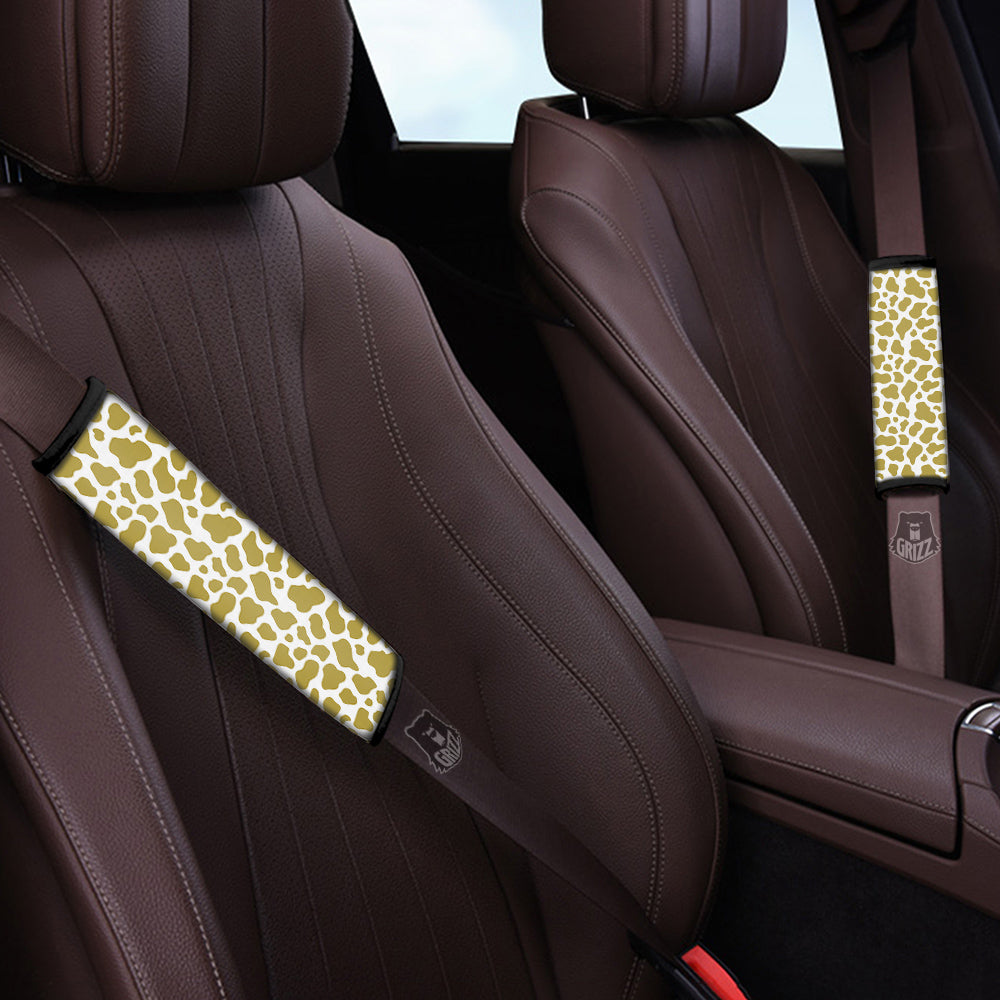 Gold Cow Print Pattern Car Seat Belt Cover-grizzshop