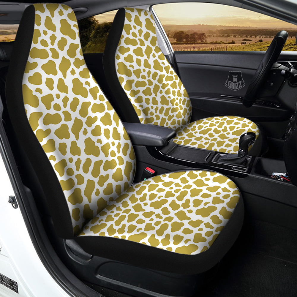 Gold Cow Print Pattern Car Seat Covers-grizzshop
