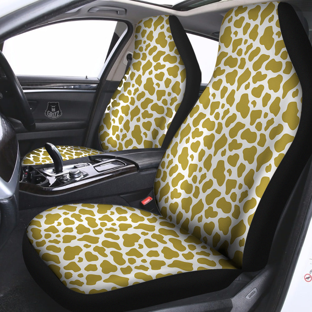 Gold Cow Print Pattern Car Seat Covers-grizzshop