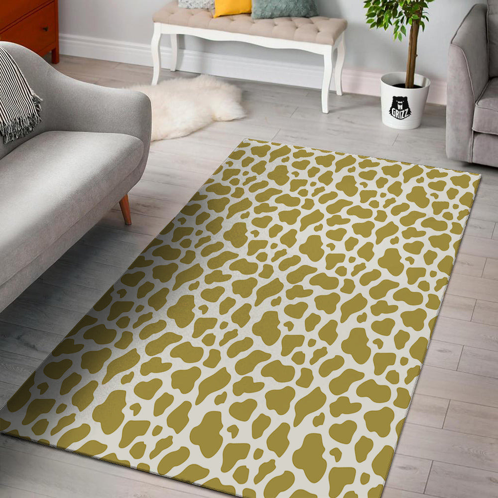 Gold Cow Print Pattern Floor Mat-grizzshop