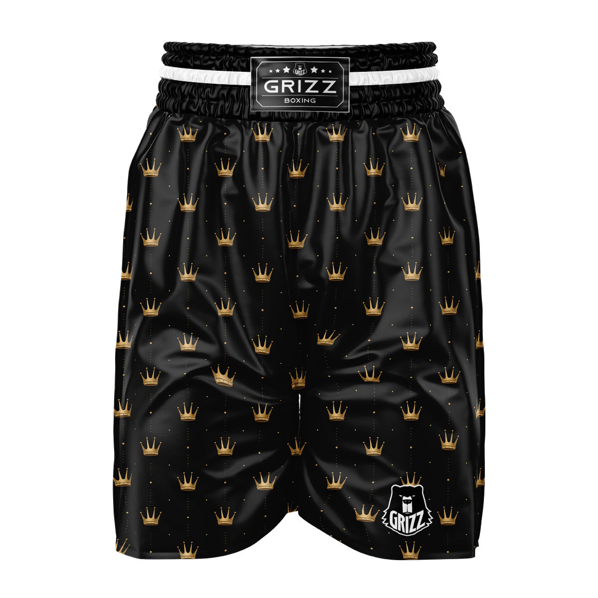 Gold Crown Print Pattern Boxing Shorts-grizzshop