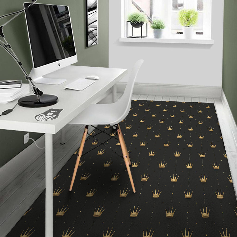 Gold Crown Print Pattern Floor Mat-grizzshop