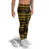 Gold Egypt Ethnic Print Men's Leggings-grizzshop