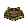 Gold Egypt Ethnic Print Muay Thai Boxing Shorts-grizzshop