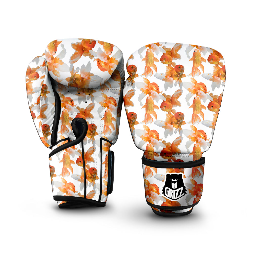 Gold Fish And White Print Pattern Boxing Gloves-grizzshop